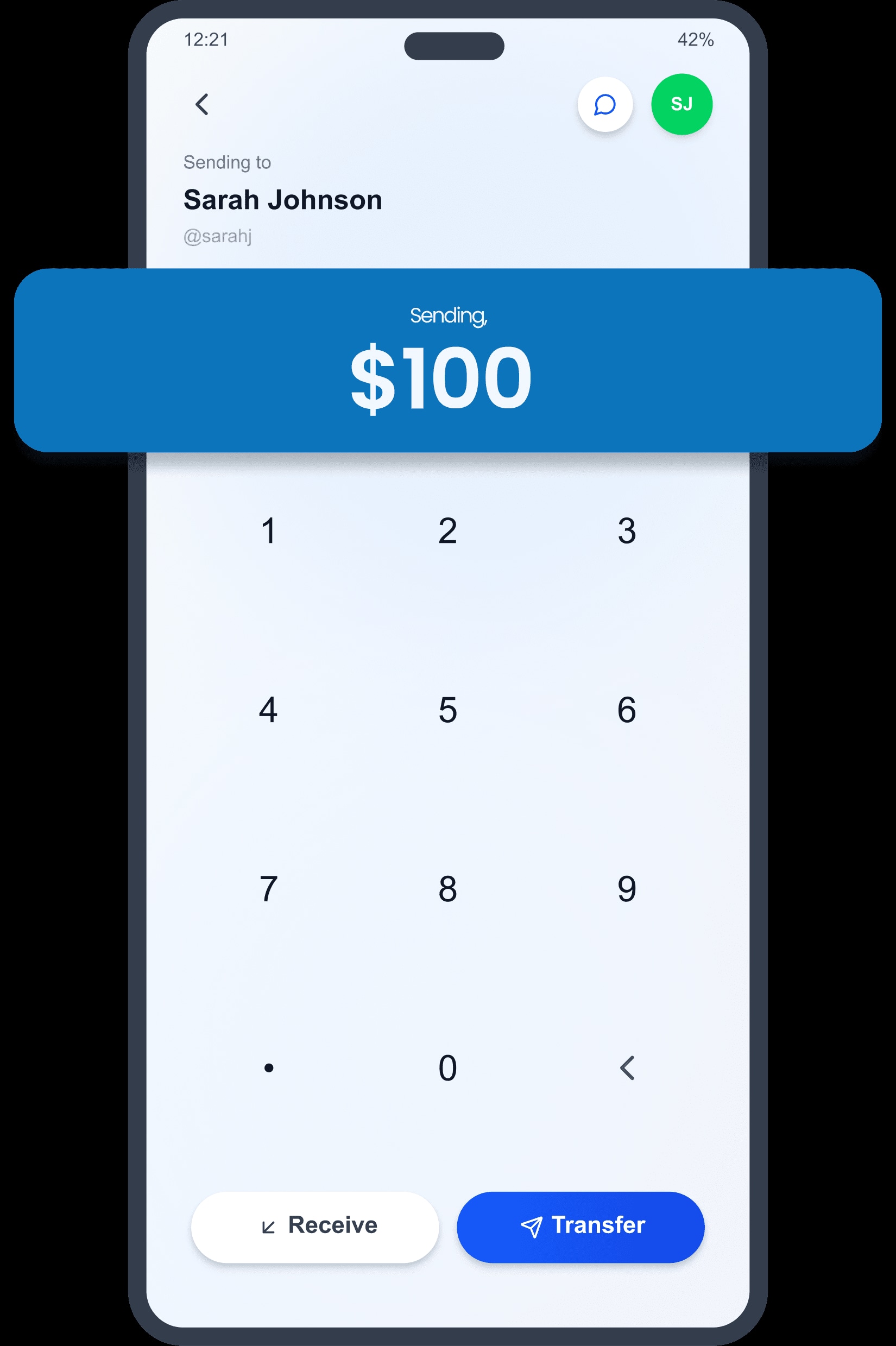 Revolut app transfer screen