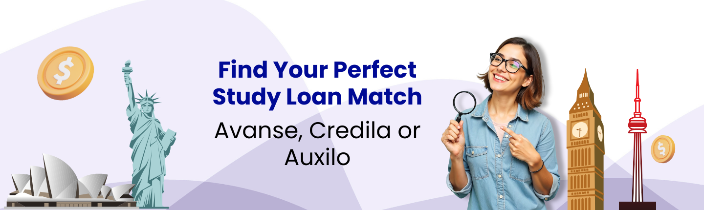 Avanse vs credila vs auxilo study abroad loans hero image